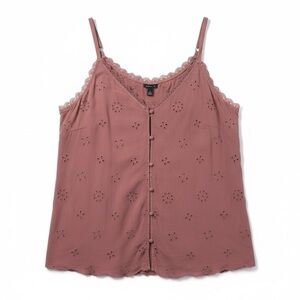 Torrid 2 Sophie Swing Sleeveless Cami Eyelet Top Mauve Boho Romantic Feminine